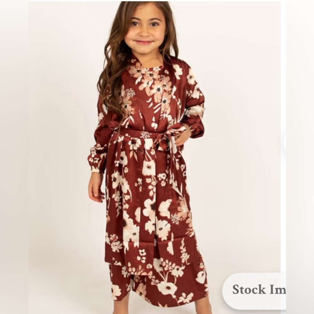 Joyfolie Mia Joy Pomona Satin Duster Robe in Rust Floral NWT Size 10
